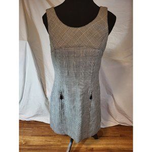 Vintage Play By Leon Levin Gray White Houndstooth Size 6 Preppy Academia Dress